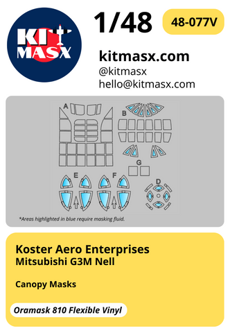 Koster Aero Enterprises Mitsubishi G3M Nell 1/48 Canopy Masks