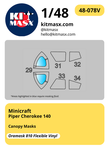 Minicraft Piper Cherokee 140 1/48 Canopy Masks