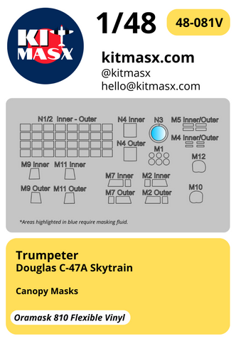 Trumpeter Douglas C-47A Skytrain 1/48 Canopy Masks