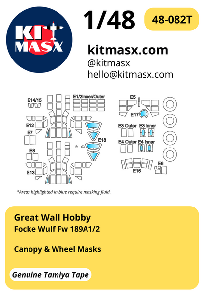 Great Wall Hobby Focke Wulf Fw 189A1/2 1/48 Canopy & Wheel Masks