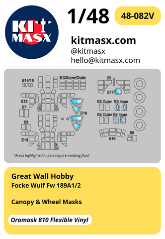Great Wall Hobby Focke Wulf Fw 189A1/2 1/48 Canopy & Wheel Masks