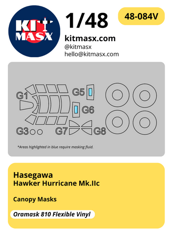 Hasegawa Hawker Hurricane Mk.IIc 1/48 Canopy & Wheel Masks