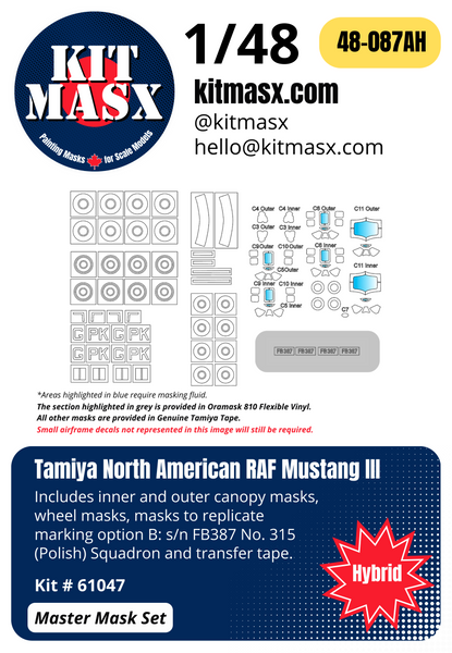 Tamiya North American RAF Mustang III 1/48 Master Mask Set 1/48