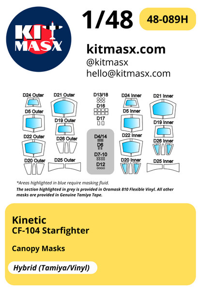 Kinetic CF-104 Starfighter 1/48 Canopy Masks