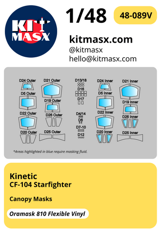 Kinetic CF-104 Starfighter 1/48 Canopy Masks