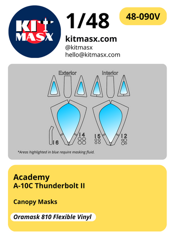 Academy A-10C Thunderbolt II 1/48 Canopy Masks