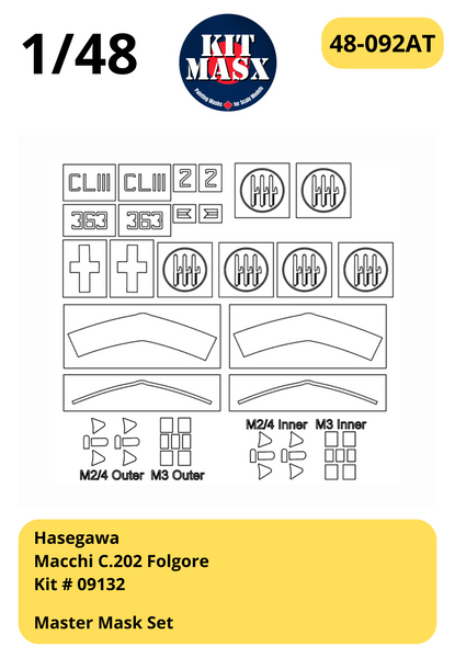 Hasegawa Macchi C.202 Folgore 1/48 Canopy Masks & Main Markings
