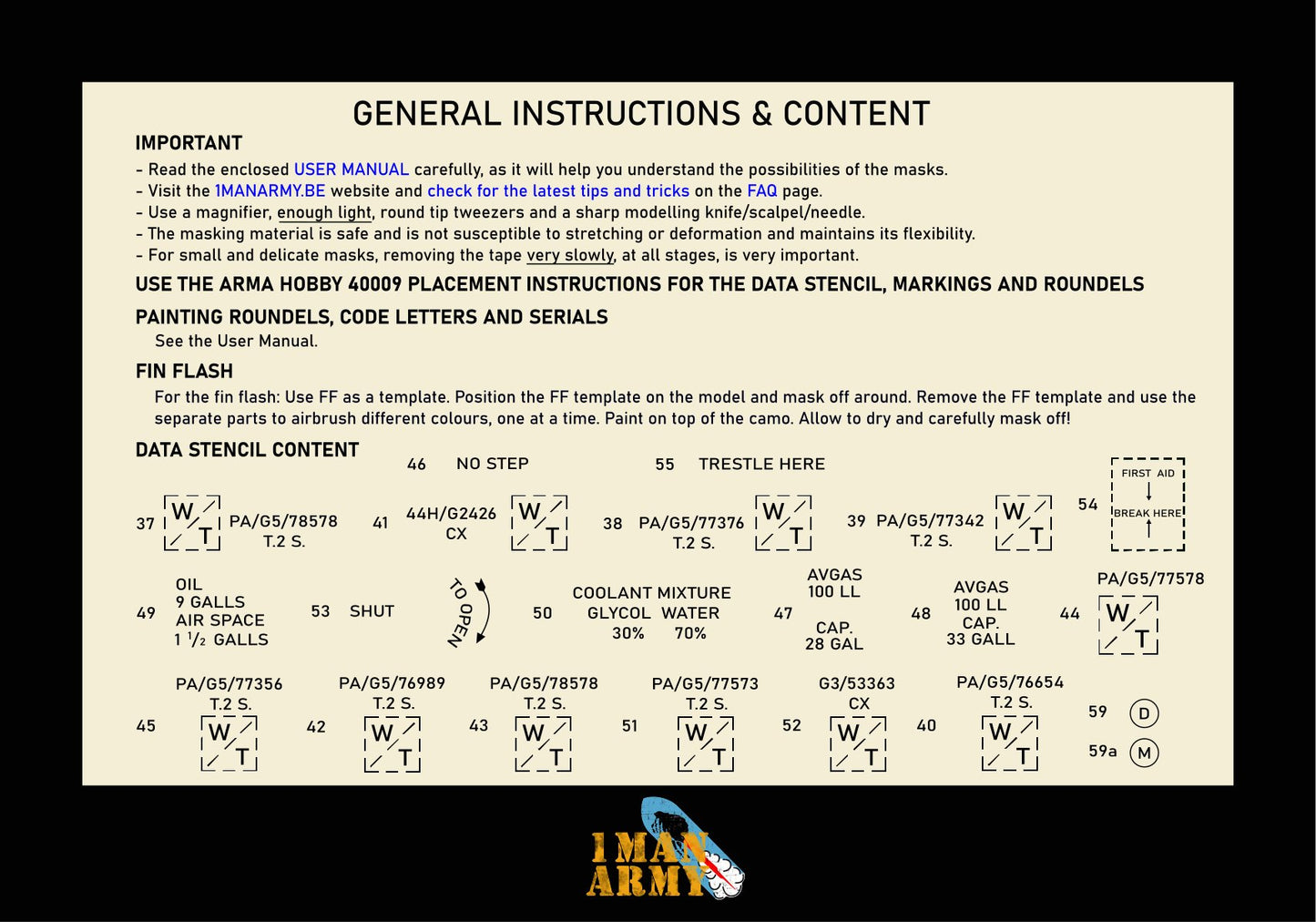 1ManArmy 1/48 Arma Sea Hurricane Mk.IIc Full Marking Set, High-Definition Paint Masks, 48KIT011