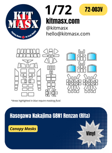 Hasegawa Nakajima G8N1 Renzan (Rita) 1/72 Canopy Masks