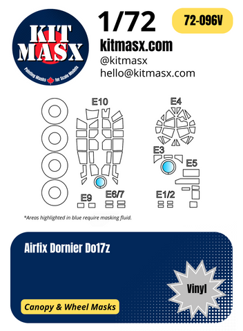 Airfix Dornier Do17z 1/72 Canopy & Wheel Masks