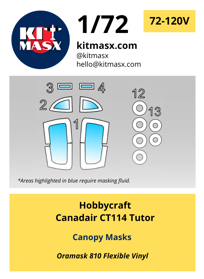 Hobbycraft Canadair CT114 Tutor 1/72 Canopy & Wheel Masks