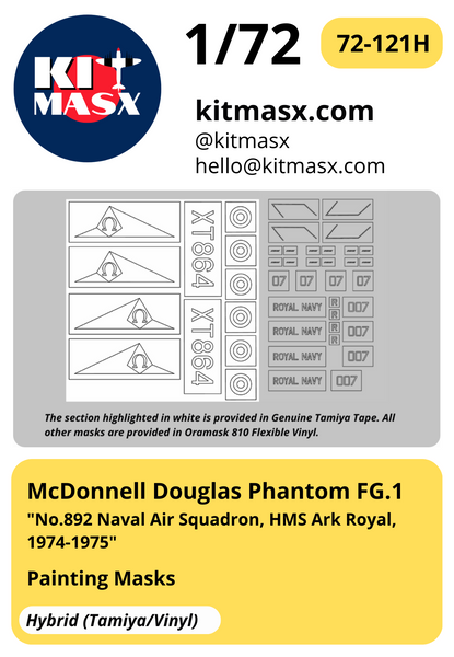 McDonnell Douglas Phantom FG.1 "No.892 Naval Air Squadron, HMS Ark Royal, 1974-1975" 1/72 Main Markings
