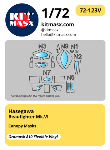 Hasegawa Beaufighter Mk.VI 1/72 Canopy Masks