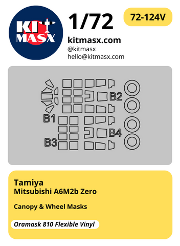 Tamiya Mitsubishi A6M2b Zero 1/72 Canopy & Wheel Masks