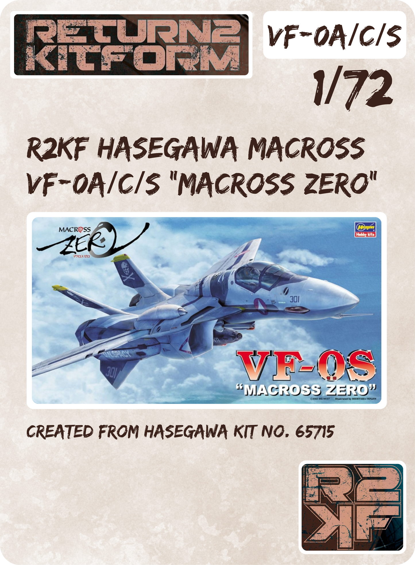 R2KF Hasegawa Macross VF-0A/C/S "Macross Zero" 1/72 Canopy Paint Masks, Kit # 65715 (VF-0A/C/S)
