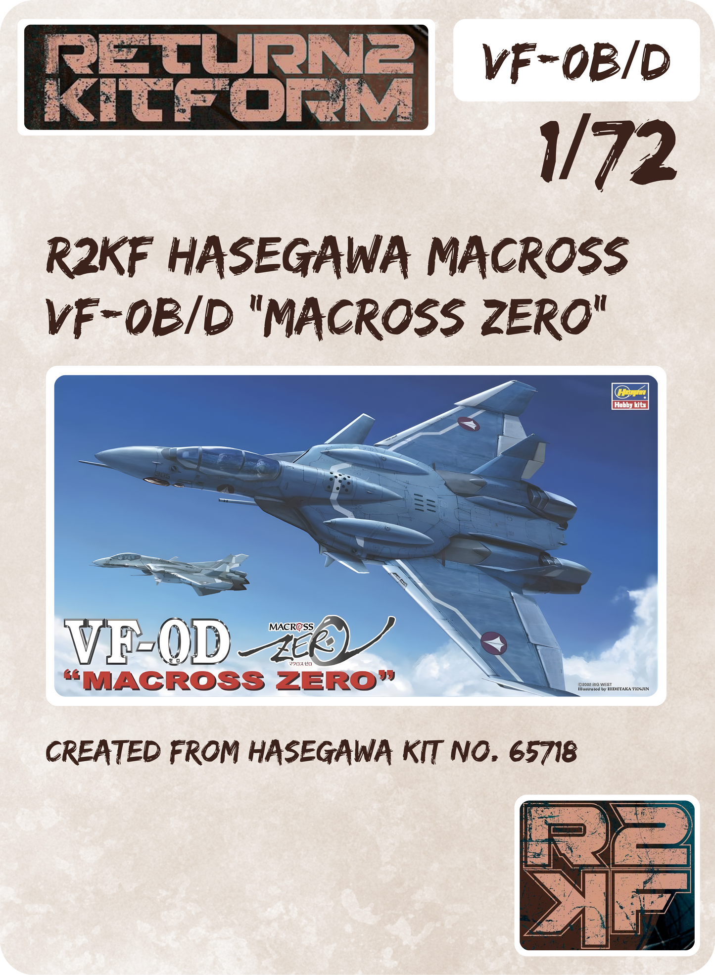 R2KF Hasegawa Macross VF-0B/D "Macross Zero" 1/72 Canopy Paint Masks, Kit # 65718 (VF-0B/D)