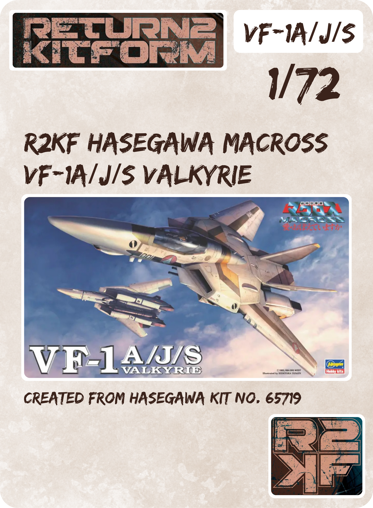 R2KF Hasegawa Macross VF-1A/J/S Valkyrie 1/72 Canopy Paint Masks, Kit # 65719 (VF-1A/J/S)