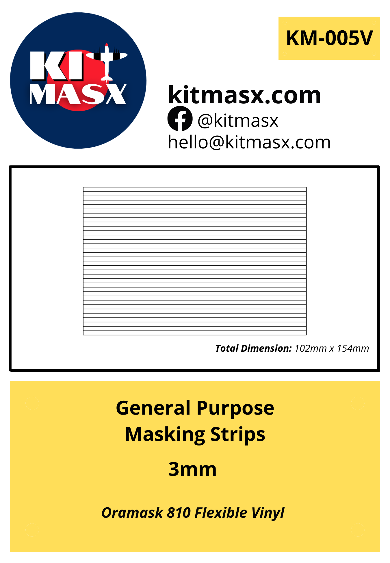 General Purpose Masking Strips 3mm Painting Masks