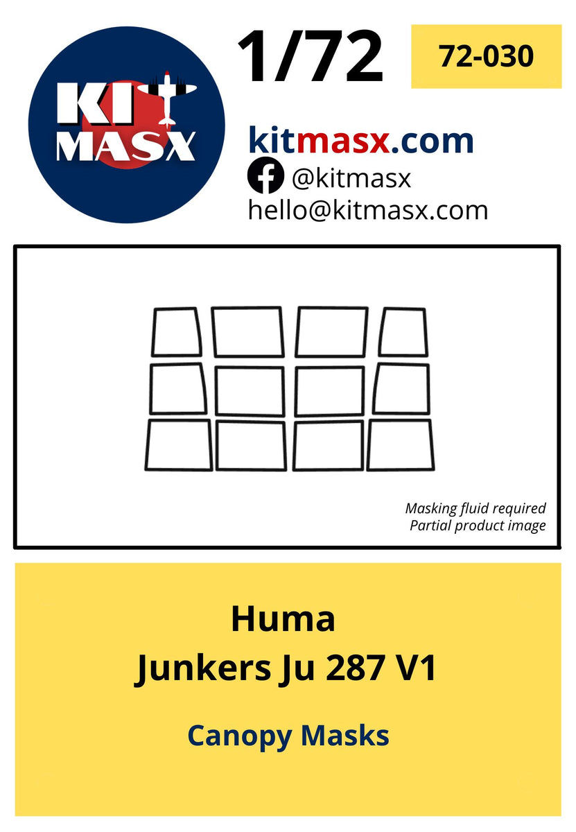 Huma Junkers Ju 287 V1 1/72 Canopy Masks – Kit Masx