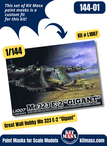 Great Wall Hobby Me 323 E-2 "Gigant" 1/144 Canopy & Wheel Paint Masks, Kit # L1007