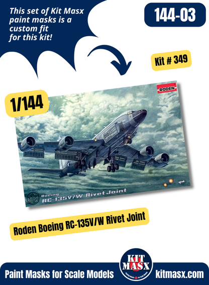 Roden Boeing KC-135R/RC-135V/W Stratotanker/Rivet Joint 1/144 Canopy Paint Masks, Kit # 349