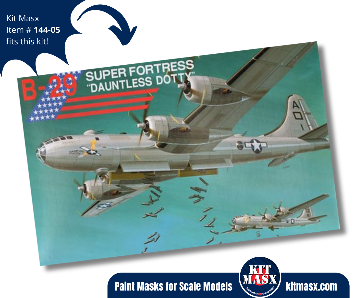 Fujimi Boeing B-29 Superfortress, F-13A, KB-29P Tanker 1/144 Canopy & Wheel Paint Masks, Kit # 14401