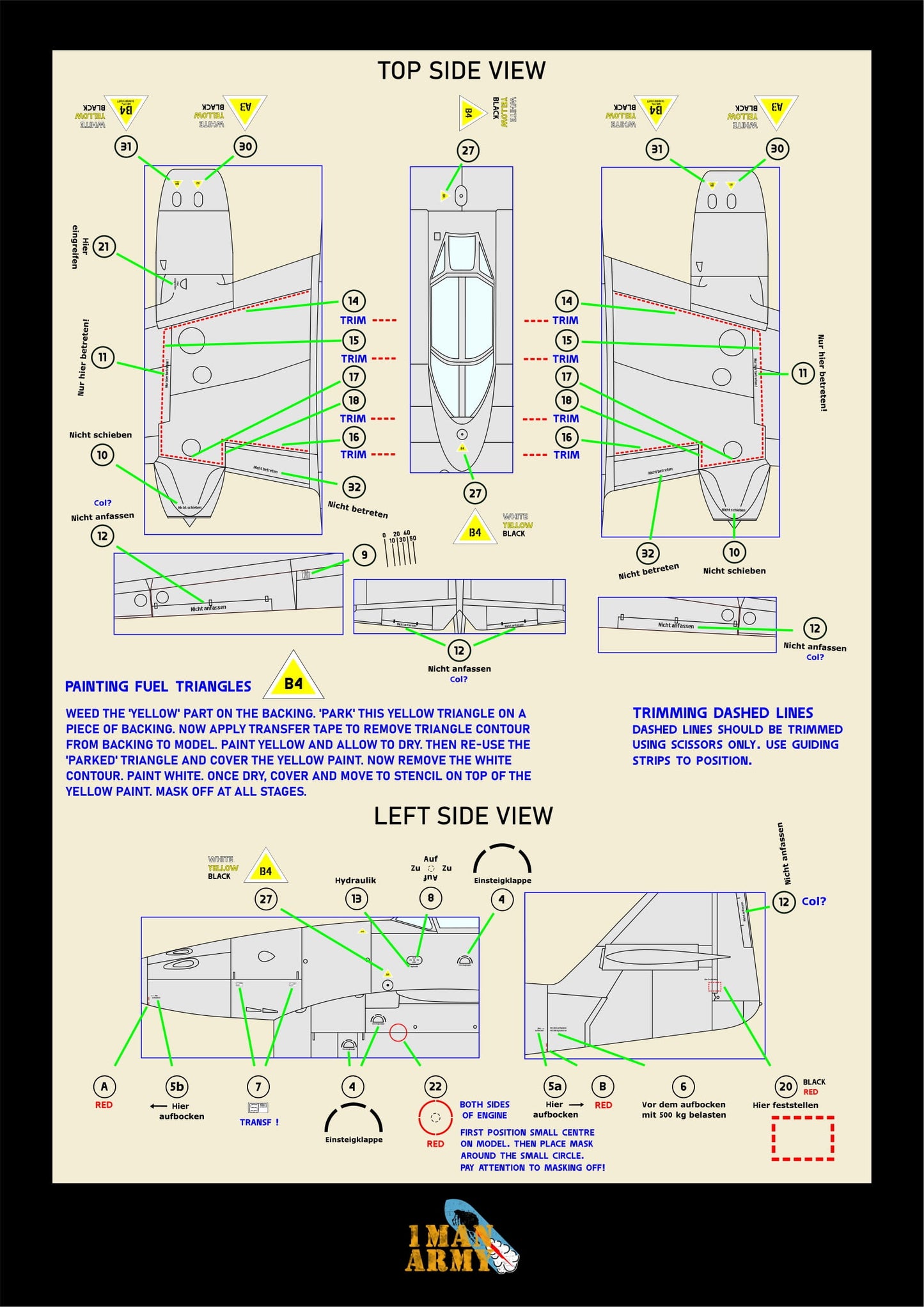 1ManArmy Hobby Boss Messerschmitt Me 262 A-1 'Schwalbe' 1/18 Basic Markings & Stencil High-Definition Paint Masks, 18DET001