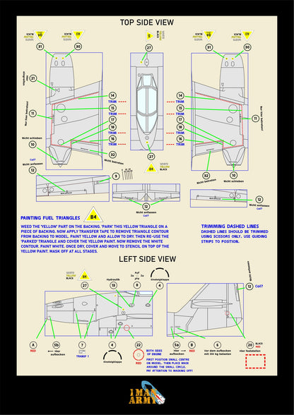 1ManArmy Hobby Boss Messerschmitt Me 262 A-1 'Schwalbe' 1/18 Basic Markings & Stencil High-Definition Paint Masks, 18DET001
