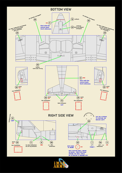 1ManArmy Hobby Boss Messerschmitt Me 262 A-1 'Schwalbe' 1/18 Basic Markings & Stencil High-Definition Paint Masks, 18DET001