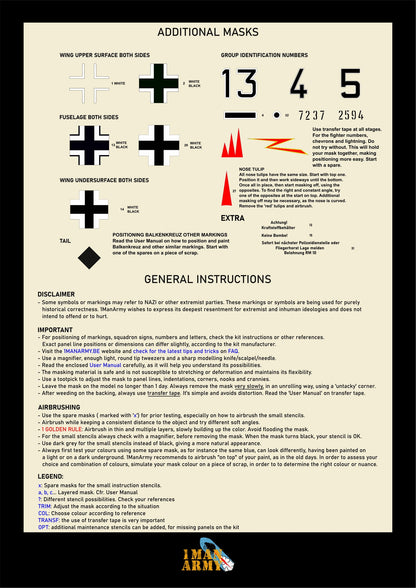1ManArmy Hobby Boss Focke-Wulf Fw190 A-5 1/18 Basic Markings & Stencil High-Definition Paint Masks, 18DET002