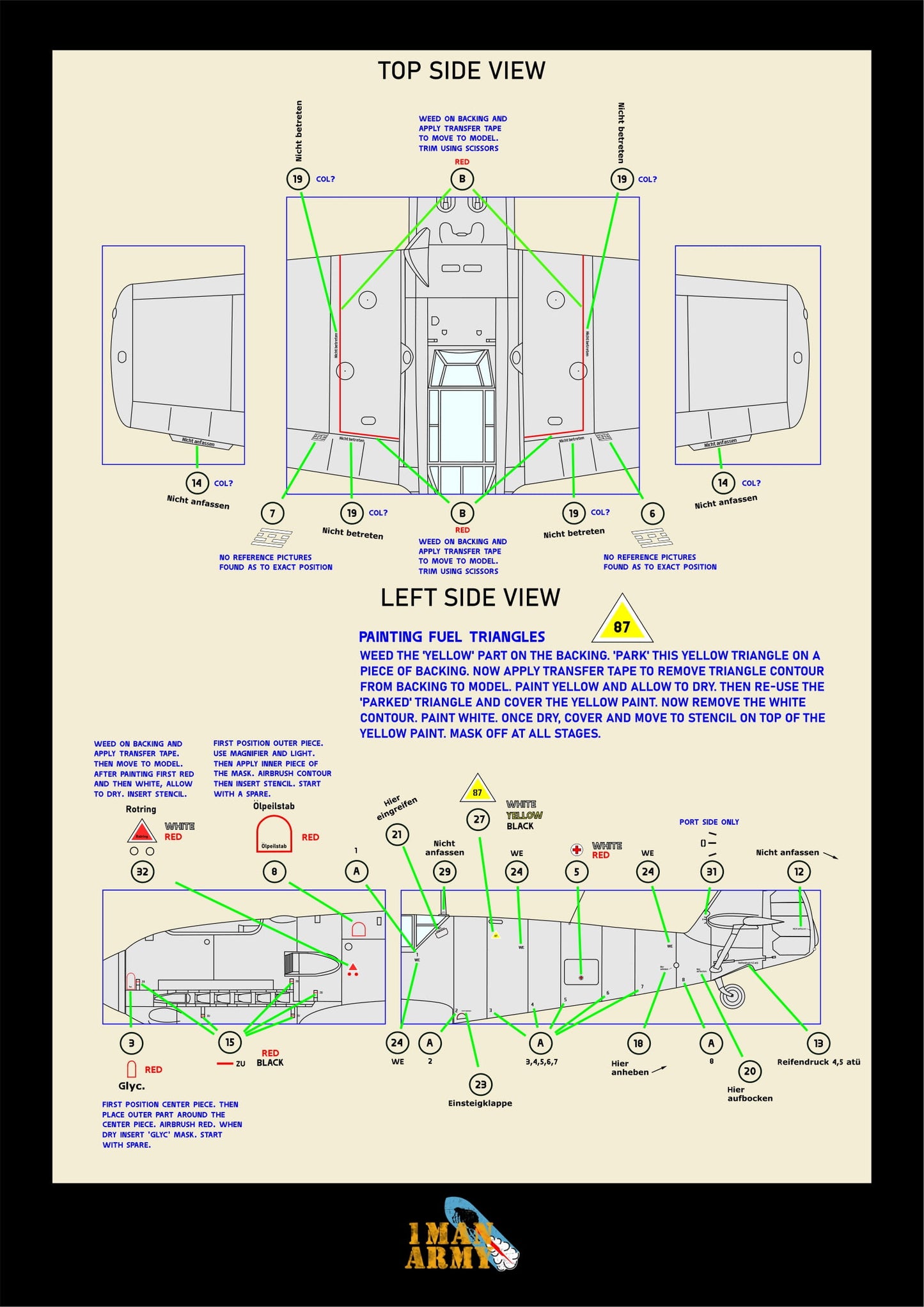1ManArmy Hobby Boss Messerschmitt Bf109 E-4 1/18 Basic Markings & Stencil High-Definition Paint Masks, 18DET003
