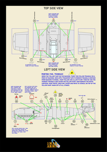 1ManArmy Hobby Boss Messerschmitt Bf109 E-4 1/18 Basic Markings & Stencil High-Definition Paint Masks, 18DET003