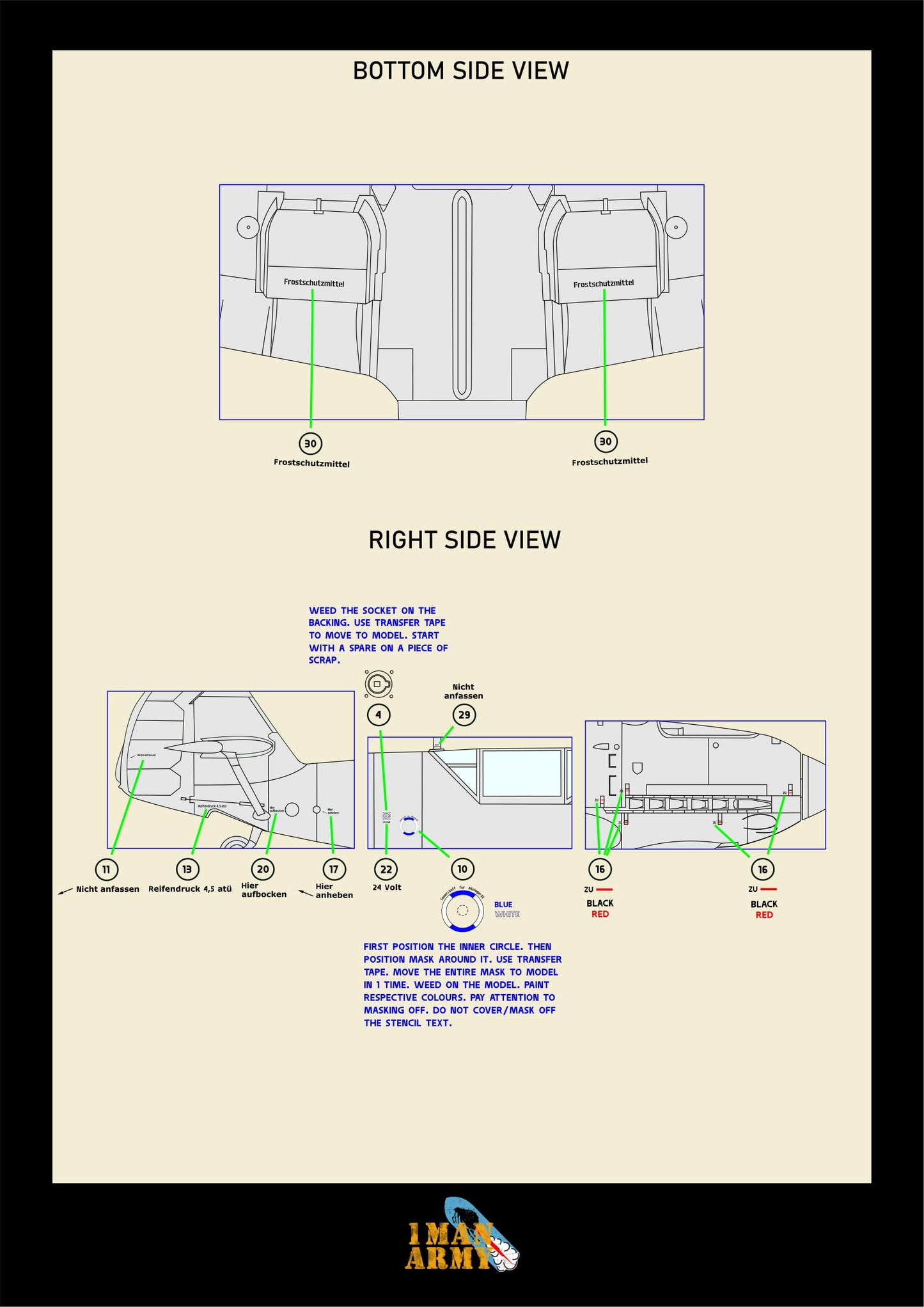 1ManArmy Hobby Boss Messerschmitt Bf109 E-4 1/18 Basic Markings & Stencil High-Definition Paint Masks, 18DET003