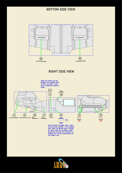 1ManArmy Hobby Boss Messerschmitt Bf109 E-4 1/18 Basic Markings & Stencil High-Definition Paint Masks, 18DET003