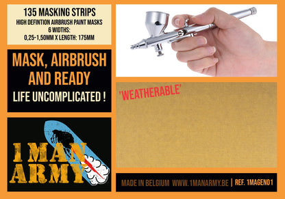 1ManArmy Masking Strips .25-1.5 mm, High-Definition Paint Masks, 1MAGEN01