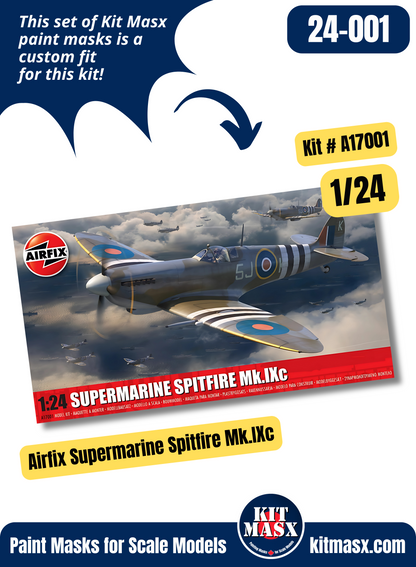 Airfix Supermarine Spitfire Mk.VIII/Mk.IXc 1/24 Canopy Paint Masks, Kit # A17001