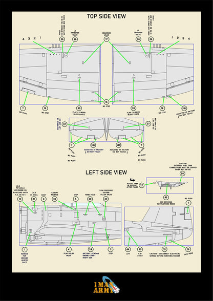 1ManArmy Kinetic Model Kits Republic P47-D Thunderbolt "Bubbletop" 1/24 Basic Markings & Stencil High-Definition Paint Masks, 24DET002