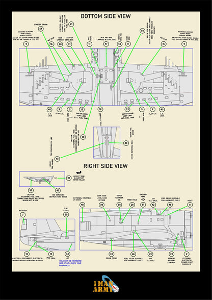 1ManArmy Kinetic Model Kits Republic P47-D Thunderbolt "Bubbletop" 1/24 Basic Markings & Stencil High-Definition Paint Masks, 24DET002