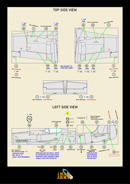 1ManArmy Trumpeter Focke-Wulf Fw190 D-9 1/24 Basic Markings & Stencil High-Definition Paint Masks, 24DET003