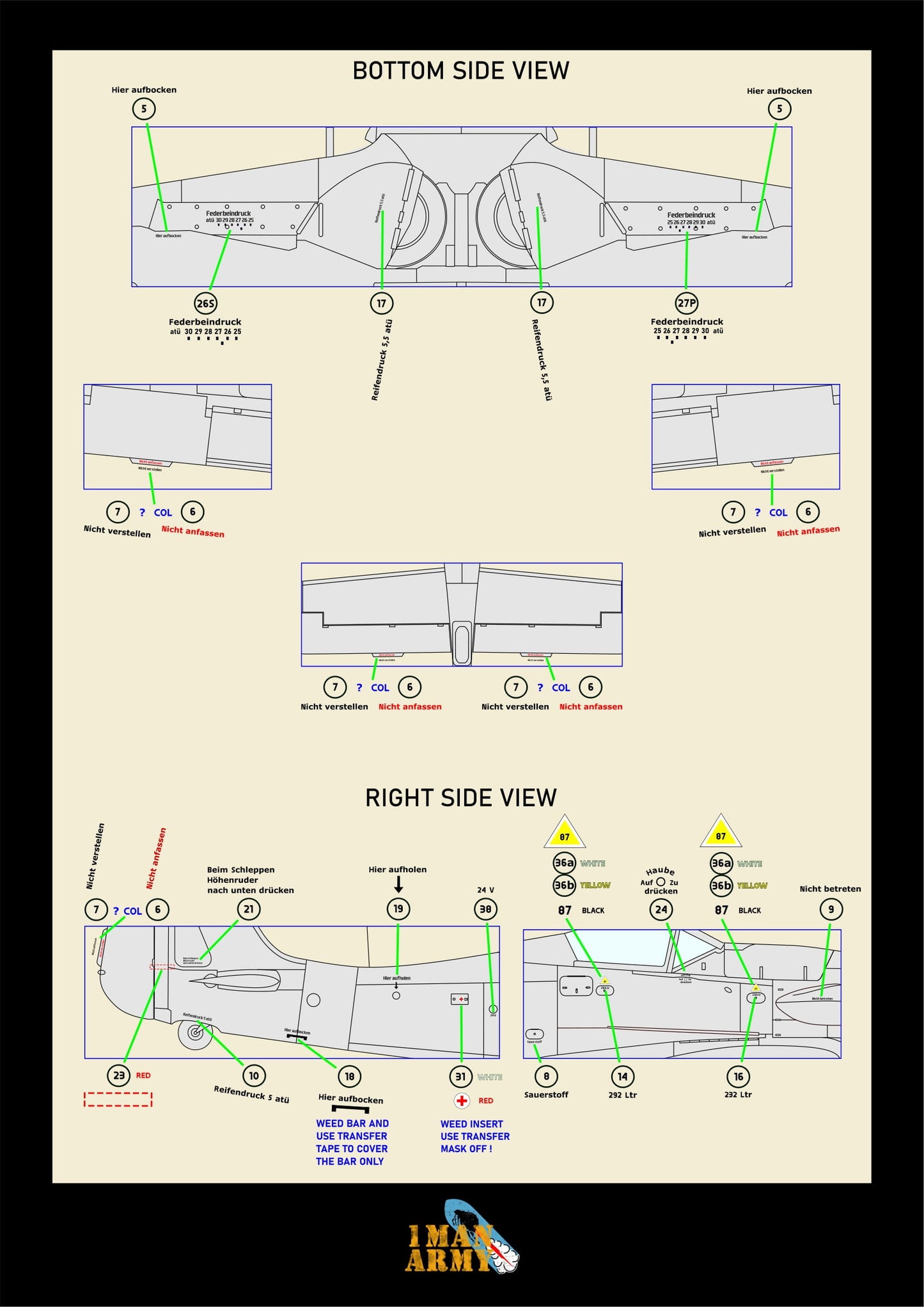 1ManArmy Trumpeter Focke-Wulf Fw190 D-9 1/24 Basic Markings & Stencil High-Definition Paint Masks, 24DET003