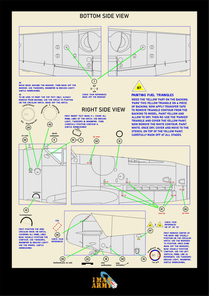 1ManArmy Airfix Messerschmitt Bf109 G-5/G-6 1/24 Basic Markings & Stencil High-Definition Paint Masks, 24DET005