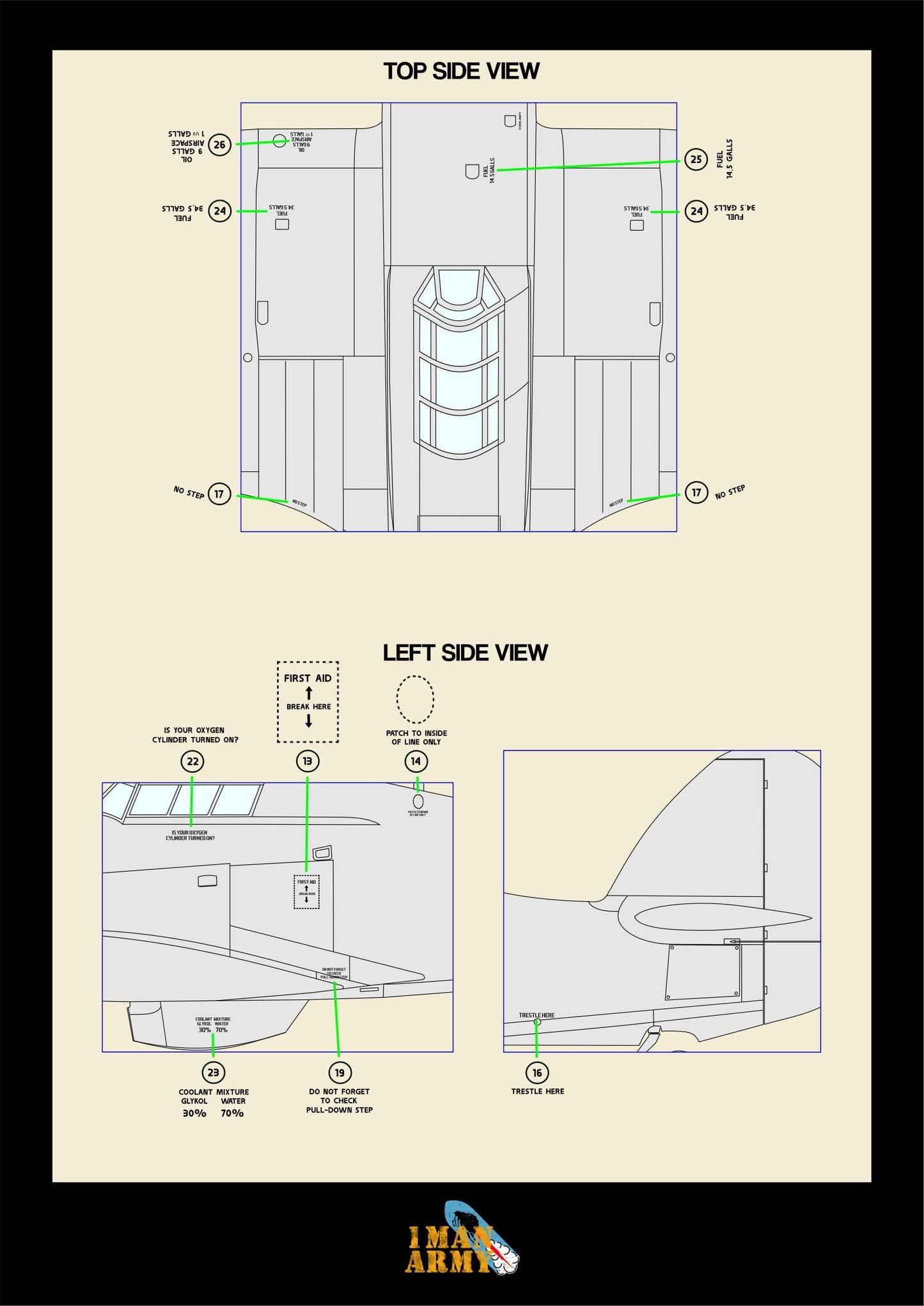 1ManArmy Trumpeter Hawker 'Hurricane' Mk.IIc 1/24 Basic Markings & Stencil High-Definition Paint Masks, 24DET010