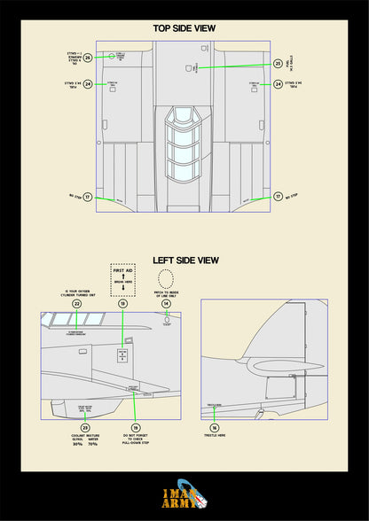 1ManArmy Trumpeter Hawker 'Hurricane' Mk.IIc 1/24 Basic Markings & Stencil High-Definition Paint Masks, 24DET010