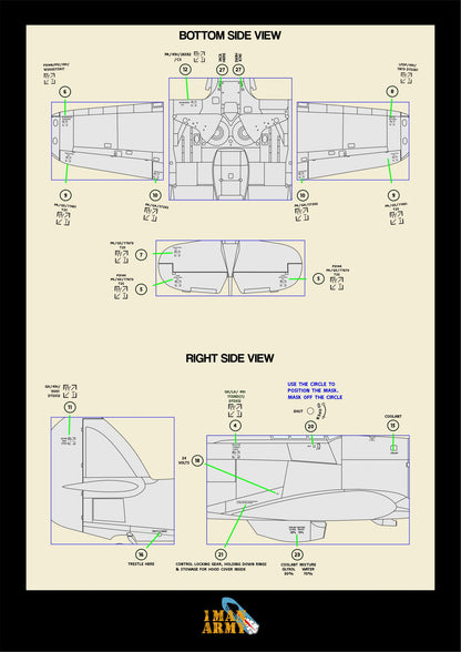 1ManArmy Trumpeter Hawker 'Hurricane' Mk.IIc 1/24 Basic Markings & Stencil High-Definition Paint Masks, 24DET010