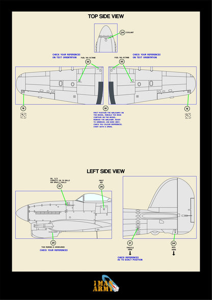 1ManArmy Airfix Hawker Typhoon Mk.IB 1/24 Basic Markings & Stencil High-Definition Paint Masks, 24DET011
