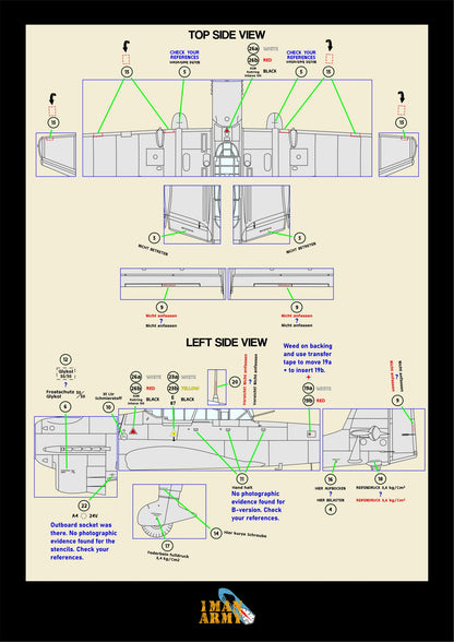 1ManArmy Airfix Junkers Ju 87B 1/24 Basic Markings & Stencil High-Definition Paint Masks, 24DET012