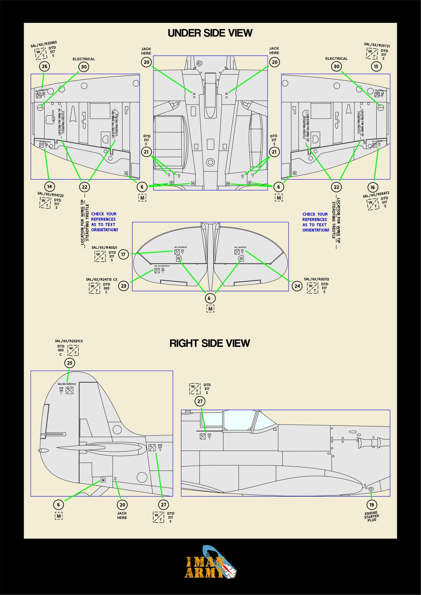 1ManArmy Trumpeter Supermarine Spitfire Mk.Vb 1/24 Basic Markings & St ...