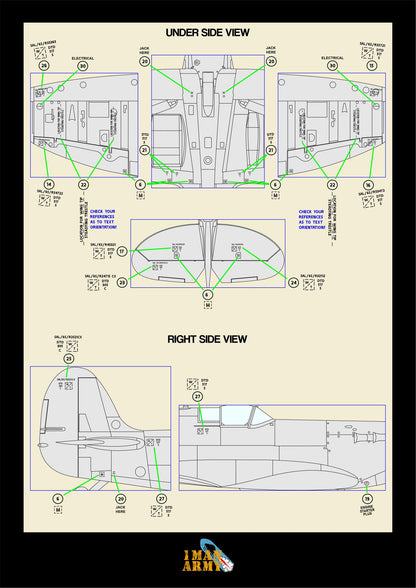 1ManArmy Trumpeter Supermarine Spitfire Mk.Vb 1/24 Basic Markings & Stencil High-Definition Paint Masks, 24DET015