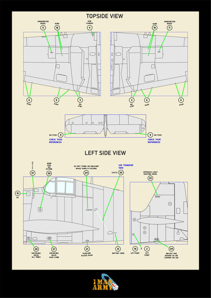 1ManArmy Airfix Grumman F6F-5 Hellcat 1/24 Basic Markings & Stencil High-Definition Paint Masks, 24DET017