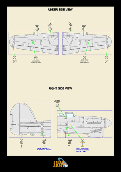 1ManArmy Airfix Hawker Typhoon Mk.IB "Car Door" 1/24 Basic Markings & Stencil High-Definition Paint Masks, 24DET018